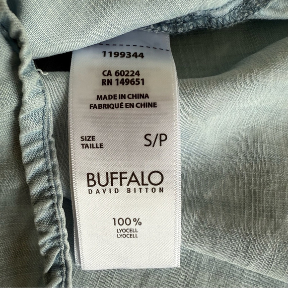 Buffalo David Bitton Blue Button Down Shirt Notched Collar S - Picture 9 of 11